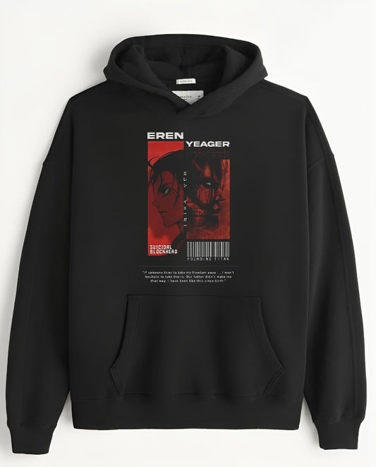 Anime Attack on titan shingeki no kyojin eren levi mikasa Aot black Oversize  HOODIE 19