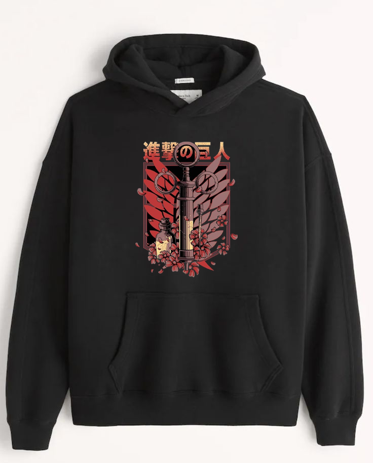 Anime Attack on titan shingeki no kyojin eren levi mikasa Aot black Oversize  HOODIE 24