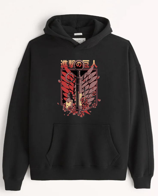 Anime Attack on titan shingeki no kyojin eren levi mikasa Aot black Oversize  HOODIE 24