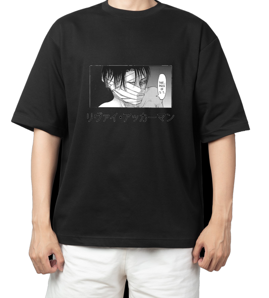 Anime Attack on titan shingeki no kyojin eren levi mikasa  Aot black  Oversize  t- shirt 1