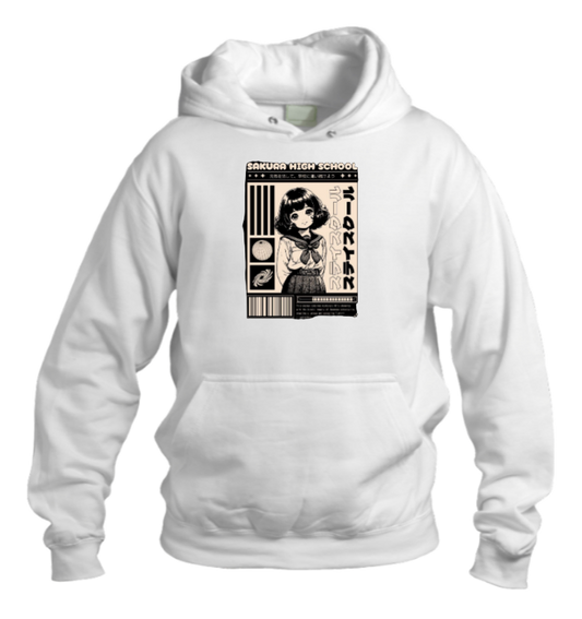 RANDOM ANIME GIRL Oversize  Hoodie White 1