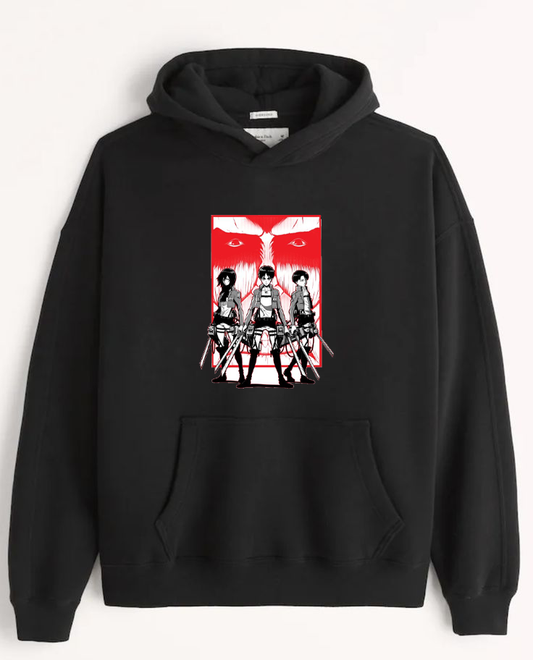 Anime Attack on titan shingeki no kyojin eren levi mikasa Aot black Oversize  HOODIE 28