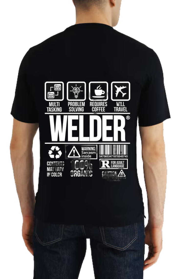 WELDER Back text One Size t- shirt Black Back 115