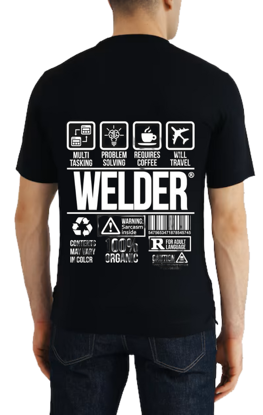 WELDER Back text One Size t- shirt Black Back 115
