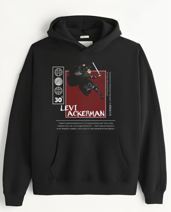 Anime Attack on titan shingeki no kyojin eren levi mikasa Aot black Oversize  HOODIE 32