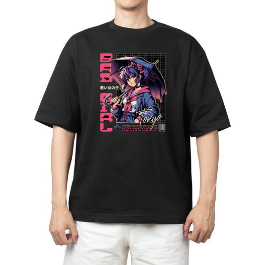 RANDOM ANIME GIRL  t- shirt Black 1