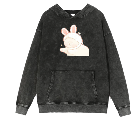cat Oversize Hoodie Washed 1