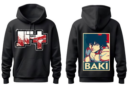 Anime baki oversize hoodie Black Back 9