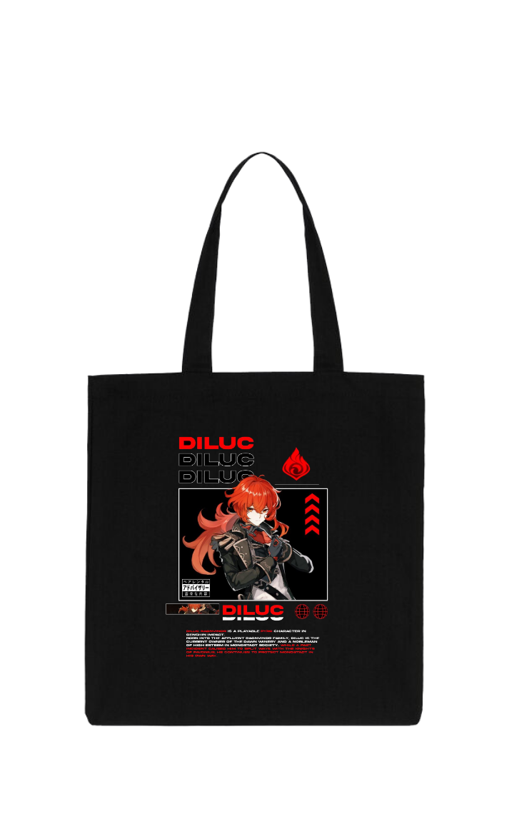 Genshin Impact Diluc tote bag Black 1