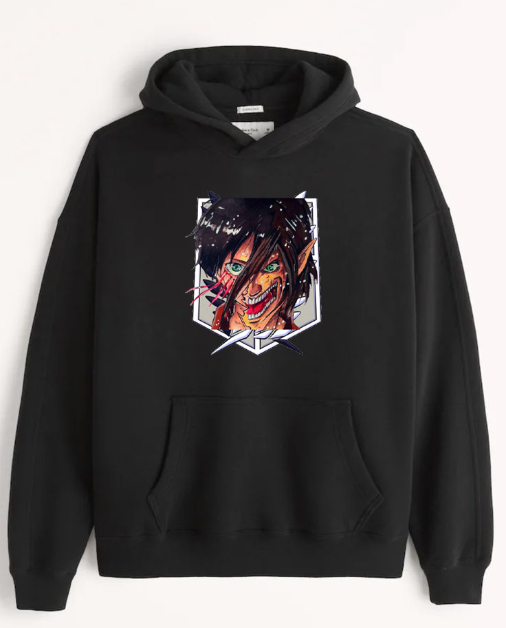 Anime Attack on titan shingeki no kyojin eren levi mikasa Aot black Oversize  HOODIE 6