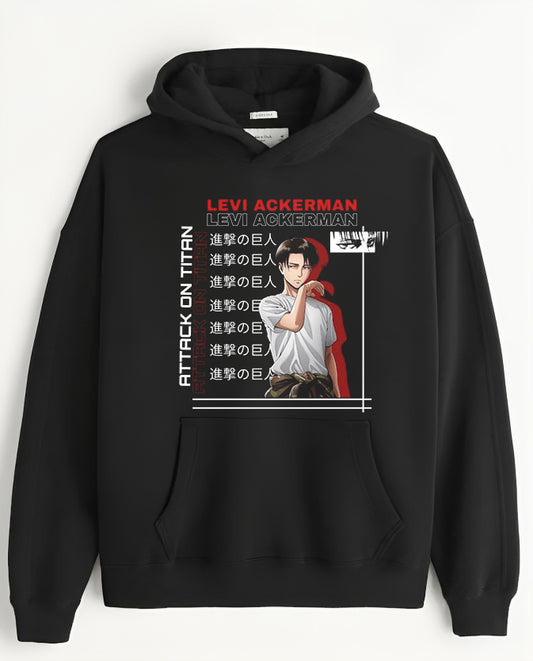 Anime Attack on titan shingeki no kyojin eren levi mikasa Aot black Oversize  HOODIE 48