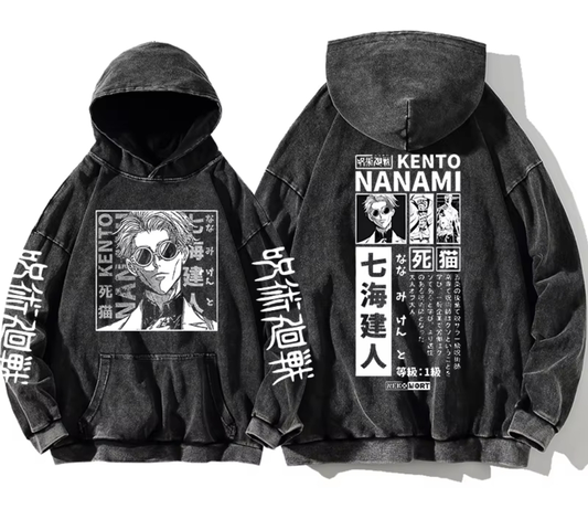 jujutsu kaisen GOJO Oversize Washd Hoodie gray 2