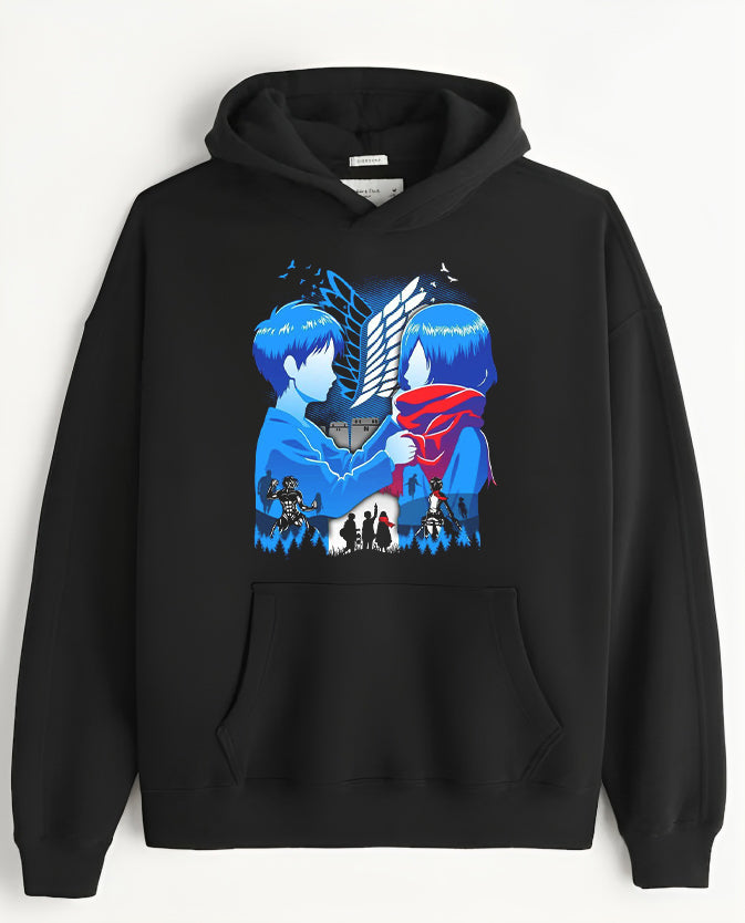 Anime Attack on titan shingeki no kyojin eren levi mikasa Aot black Oversize  HOODIE 7