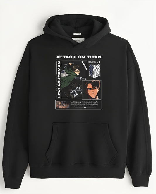 Anime Attack on titan shingeki no kyojin eren levi mikasa Aot black Oversize  HOODIE 50