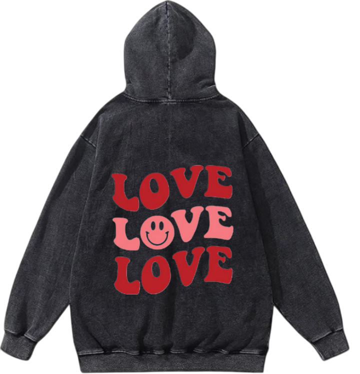 VaIentine coupIe Oversize  Hoodie Washed gray Back 1
