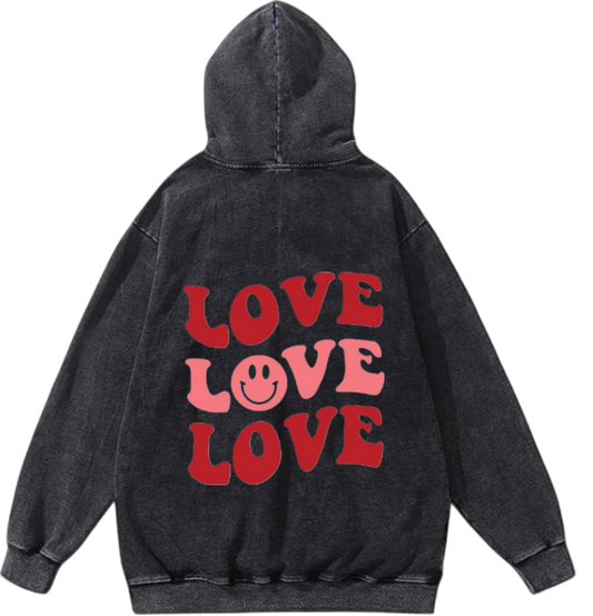 VaIentine coupIe Oversize  Hoodie Washed gray Back 1