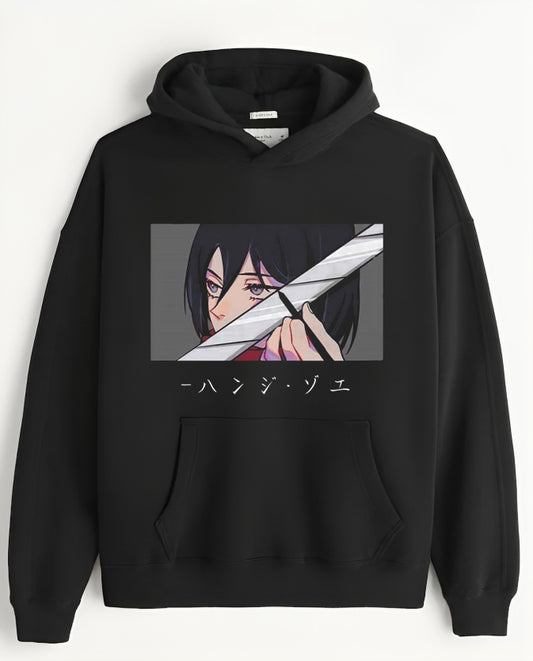 Anime Attack on titan shingeki no kyojin eren levi mikasa Aot black Oversize  HOODIE 55 (Copy)