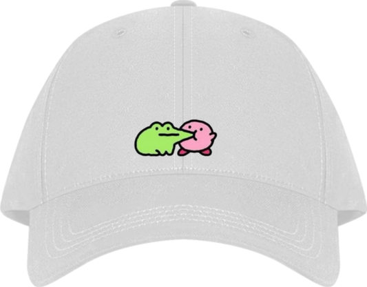 Cute Anime Kirby Baseball Cap, Kawaii Pink Character White Dad Hat, Adjustable Y2K Streetwear Sun Cap for Women and Men