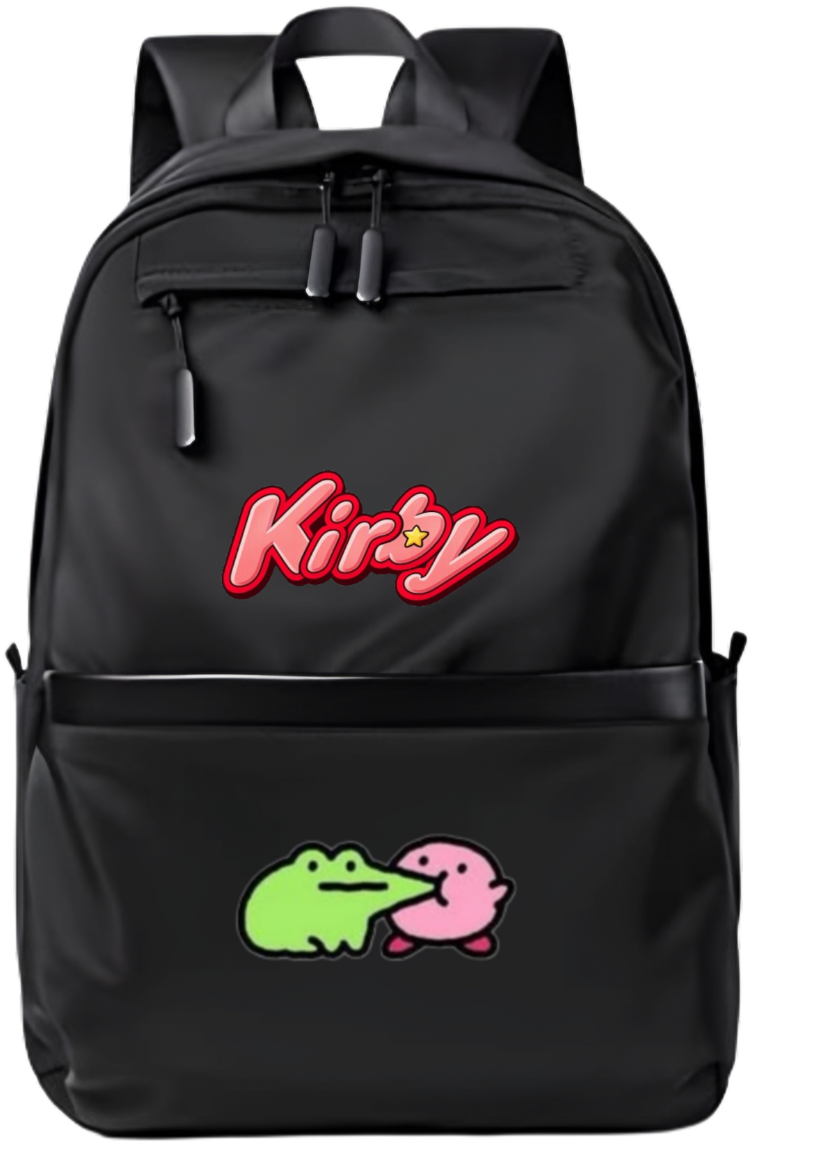 Kirby Backpack for Kids Teens, Cute Anime Cartoon Black School Bag, Casual Daypack Travel Bookbag for Boys and Girls 1
