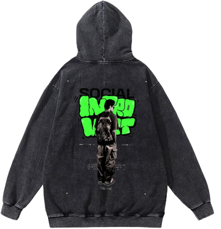 SOCIAL Over Size hoodie Washed Back 101