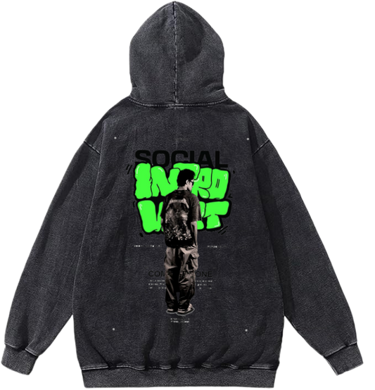SOCIAL Over Size hoodie Washed Back 101