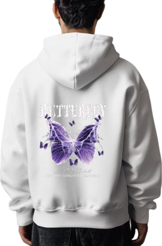 butterflies Oversize Hoodie White Back 1