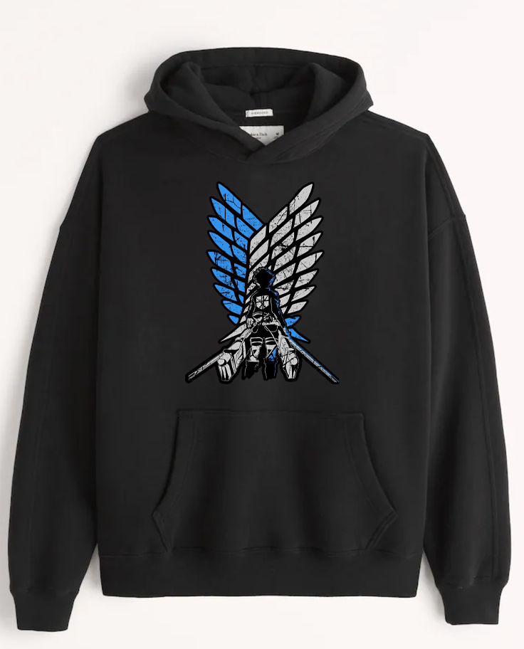 Anime Attack on titan shingeki no kyojin eren levi mikasa Aot black Oversize  HOODIE 12