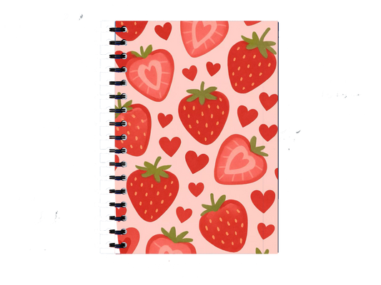 Strawberries and Hearts Notebook A5 1