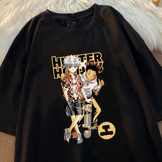 Hunter x Hunter Anime T-Shirt, Gon and Killua Skateboard Graphic Tee, Vintage Aesthetic Oversized Streetwear Top for Men and Women 1