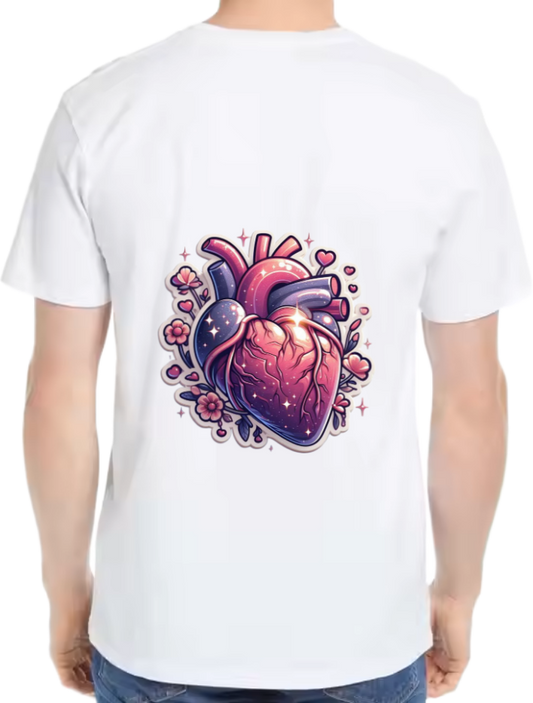 Anatomical heart shape t- shirt One Size White back 1