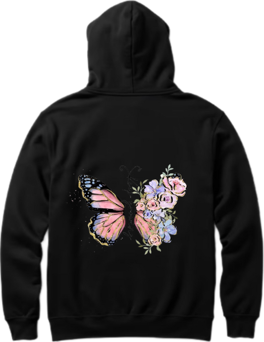 butterflies Oversize Hoodie Black Back 1