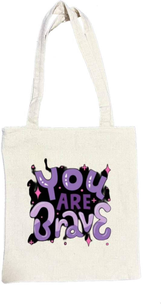 You Are Brave tote bag beige 1