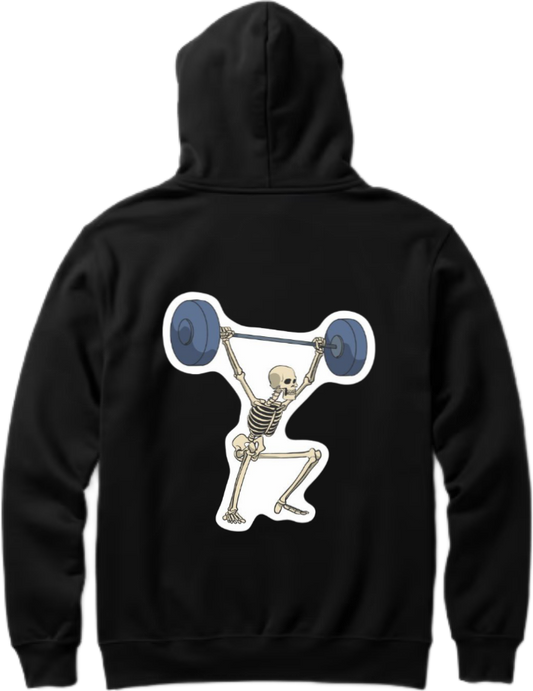 skeleton lifting weights One Size hoodie Black Back 1