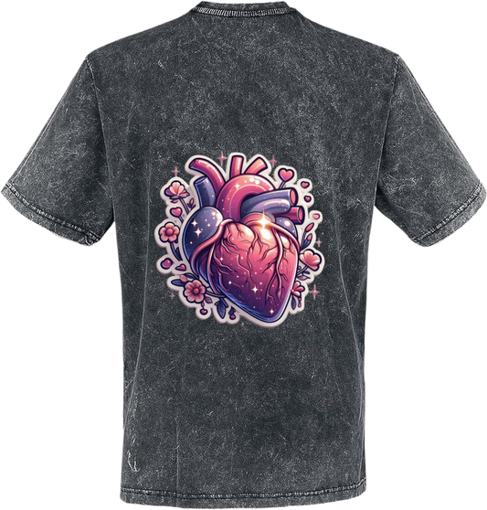 Anatomical heart t- shirt One Size Washed Back 1