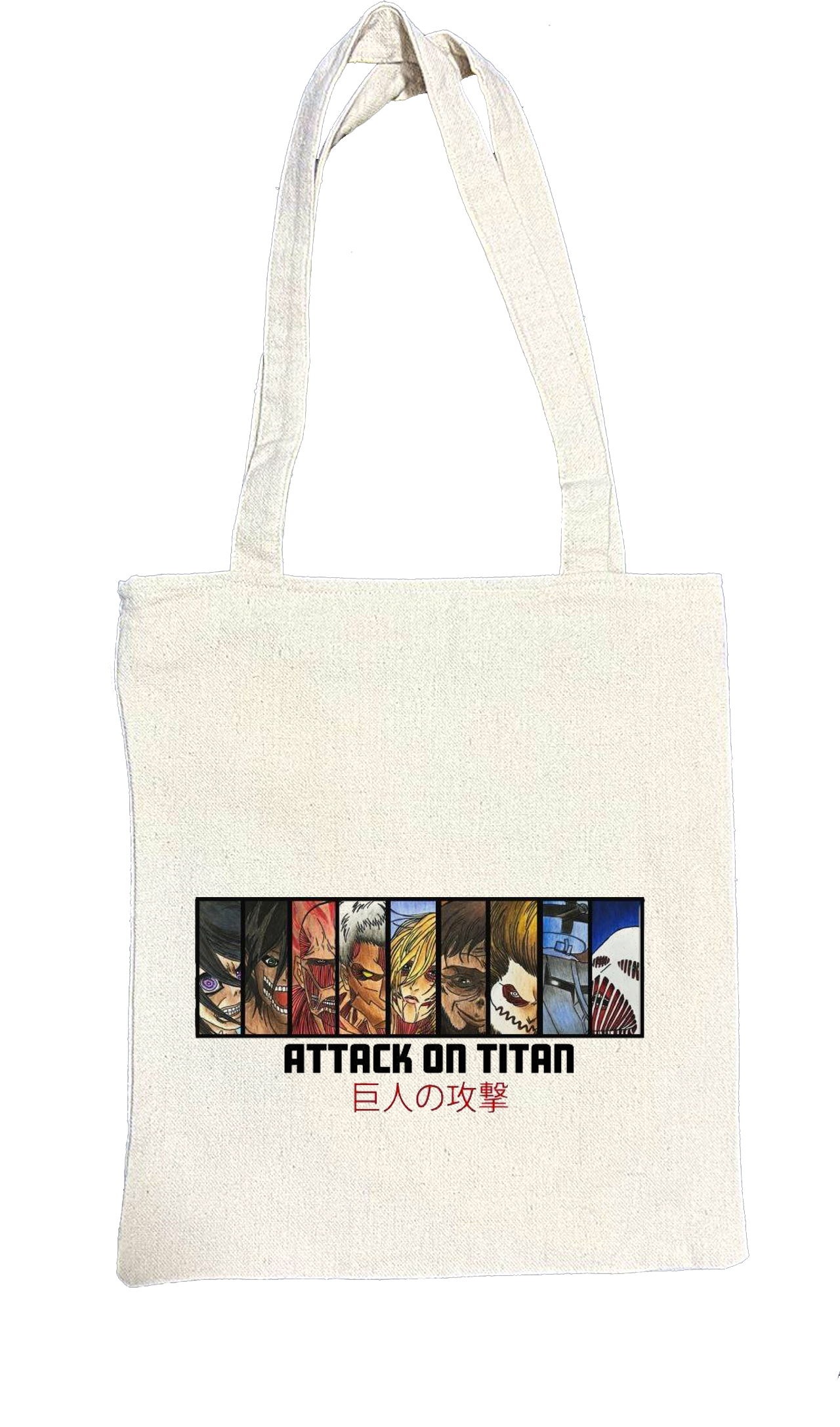 Anime Attack on titan shingeki no kyojin Aot biege tote bag 55