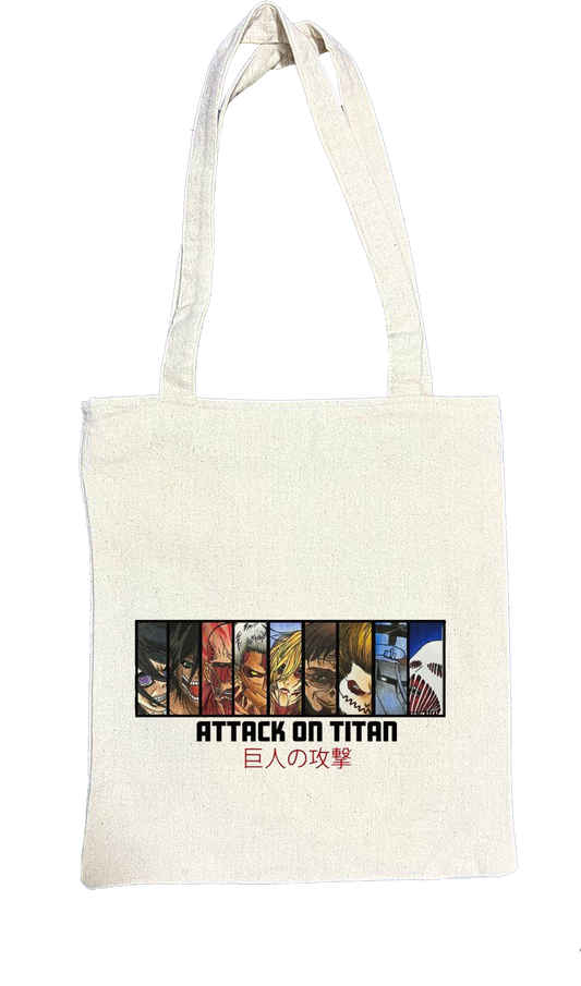 Anime Attack on titan shingeki no kyojin Aot biege tote bag 55