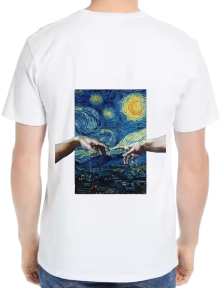 فان جوخ  t- shirt One Size White back 1