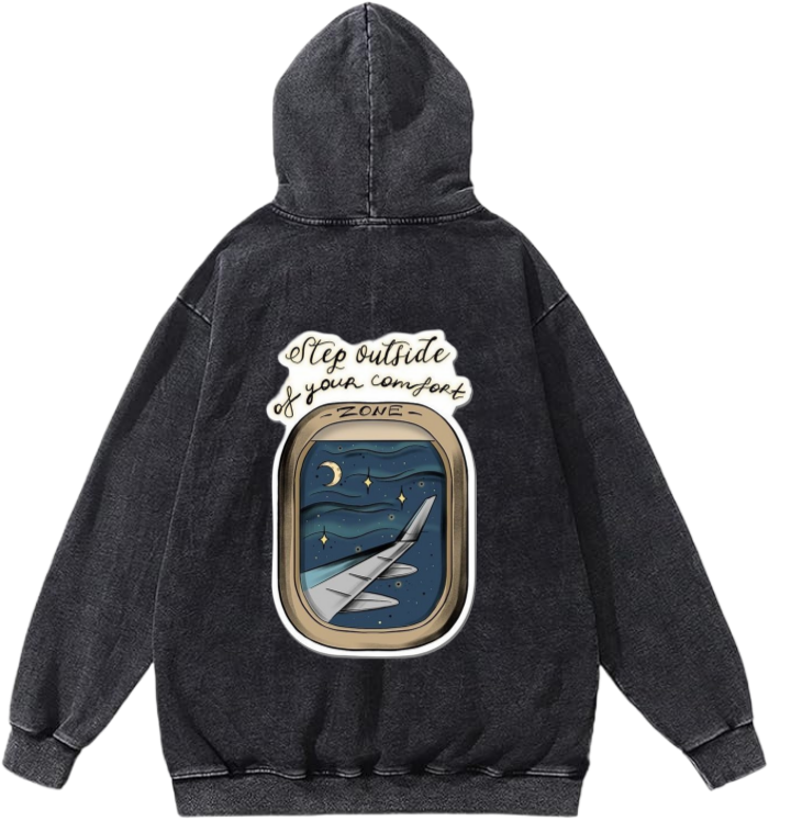 travel travellar Oversize Hoodie Washed gray Back 1