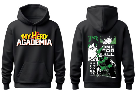 Boku no hero academy bnha One Size hoodie Black Back 1
