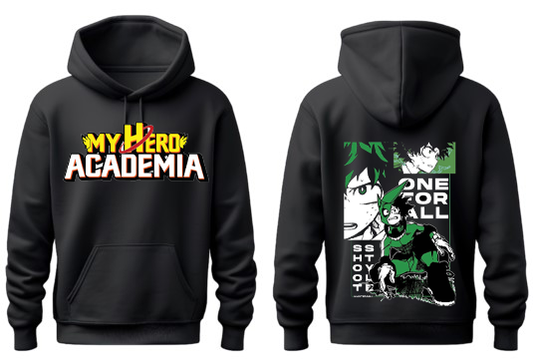 Boku no hero academy bnha One Size hoodie Black Back 1