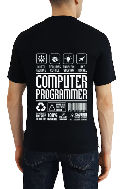 COMPUTER PROGRAMMER One Size t- shirt Black Back 1