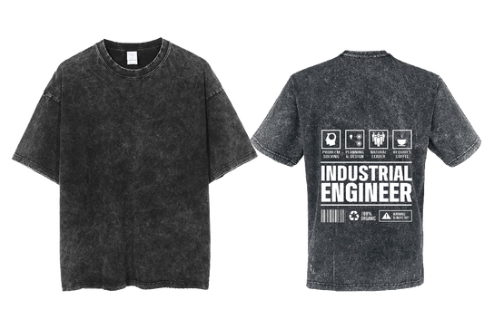 INDUSTRIAL ENGINEER Back text One Size t- shirt Washed Back 1