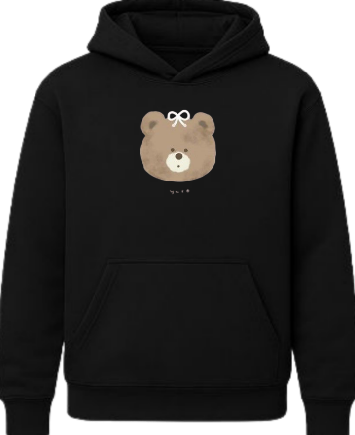 bear Oversize Hoodie Black Back 1