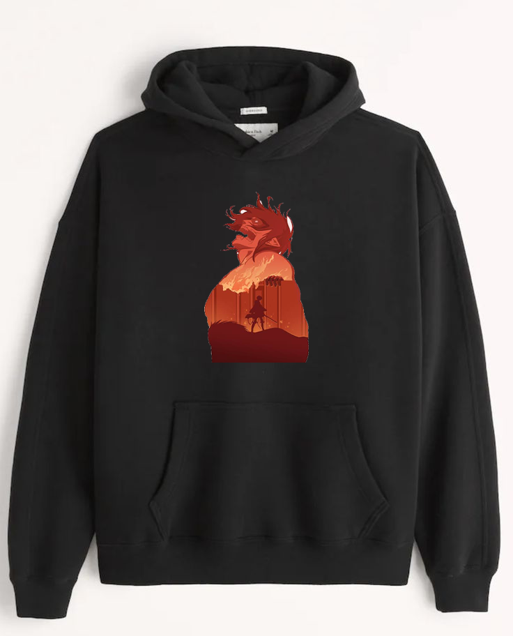 Anime Attack on titan shingeki no kyojin eren levi mikasa Aot black Oversize  HOODIE 2