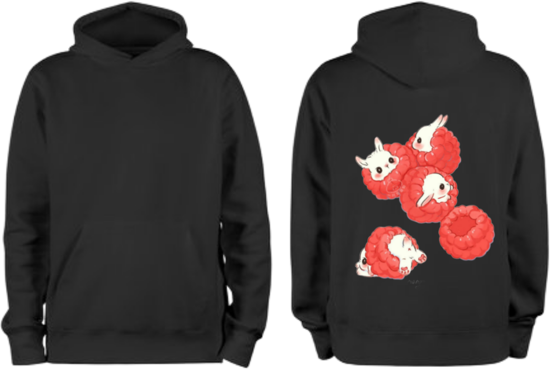 Raspberry One Size hoodie Black Back 1