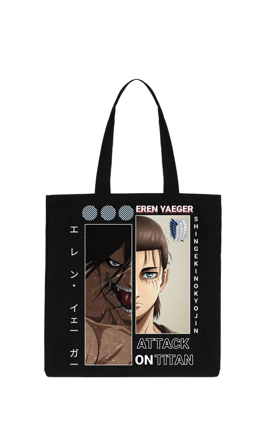 Anime Attack on titan shingeki no kyojin Aot Black tote bag 1