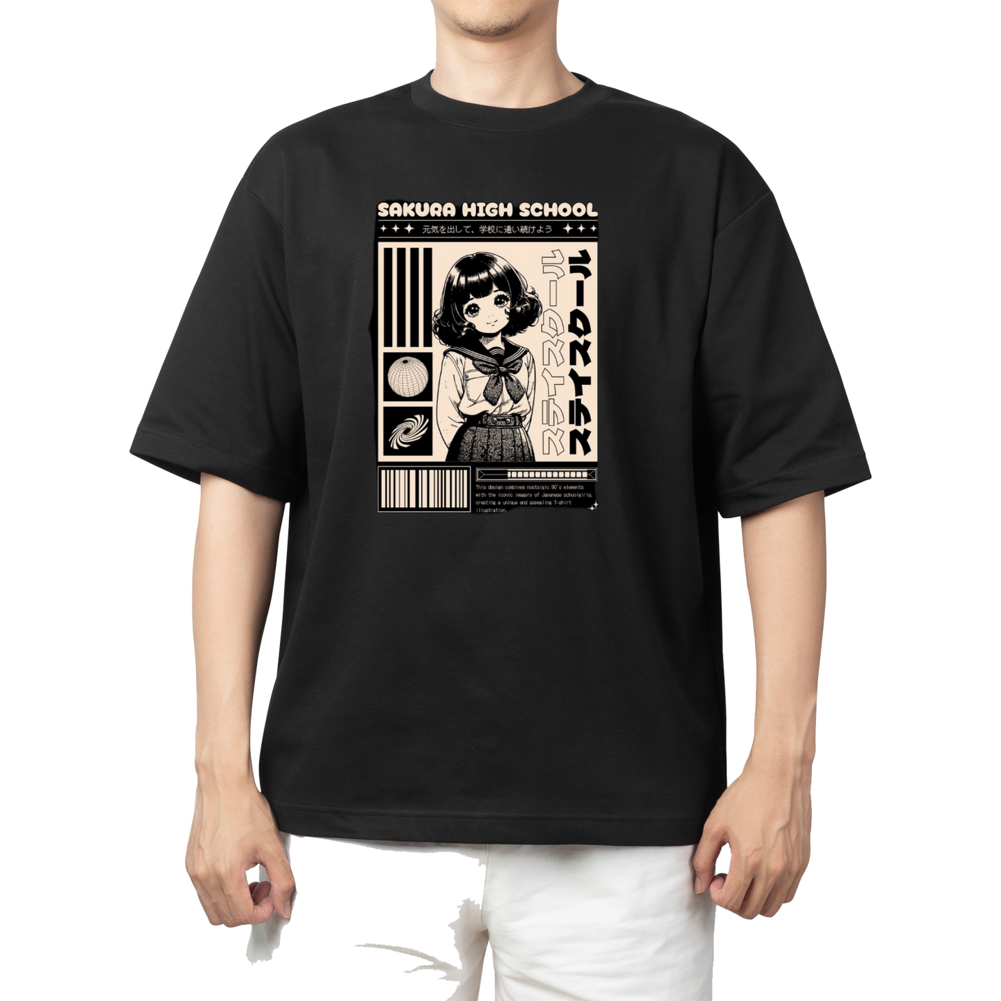 RANDOM ANIME GIRL  t- shirt Black 2