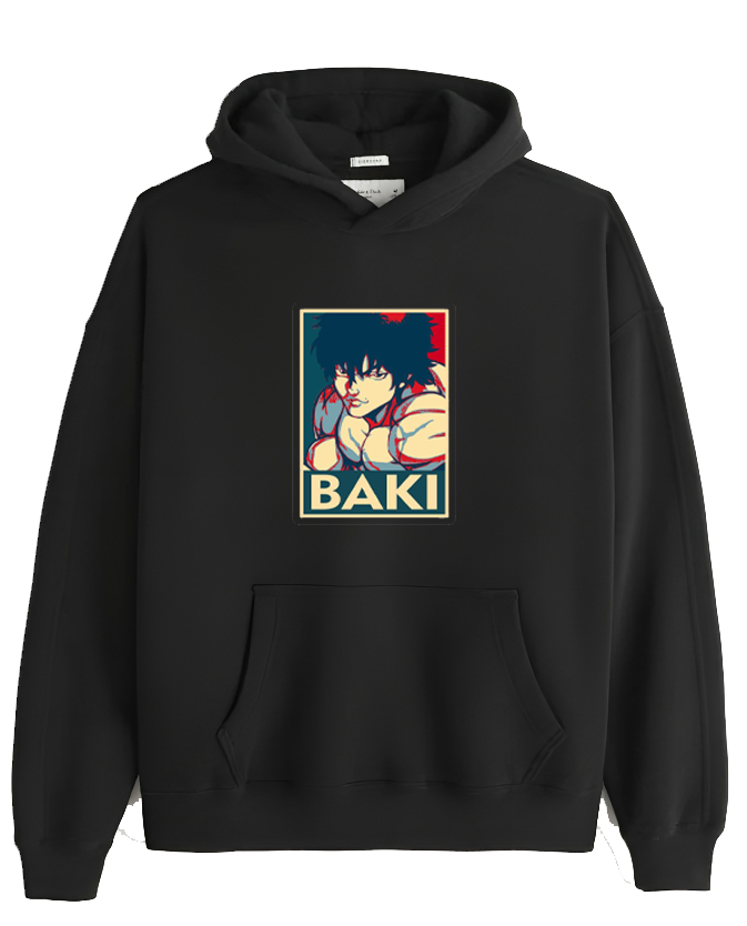 Anime baki oversize hoodie Black 1