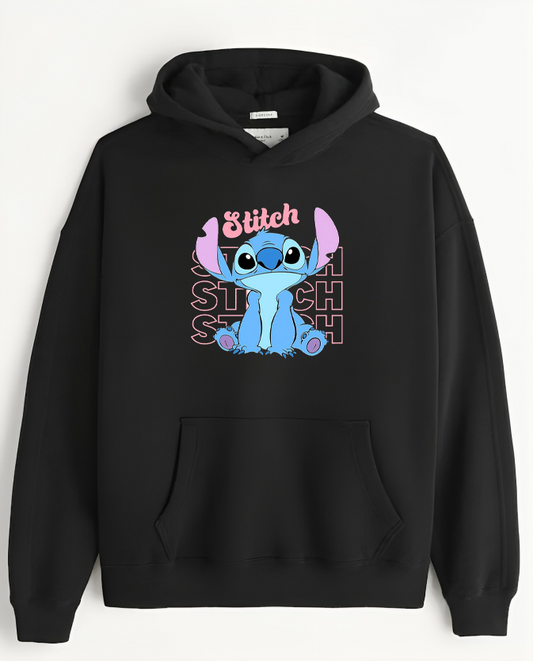 stitch Over Size hoodie Black 1
