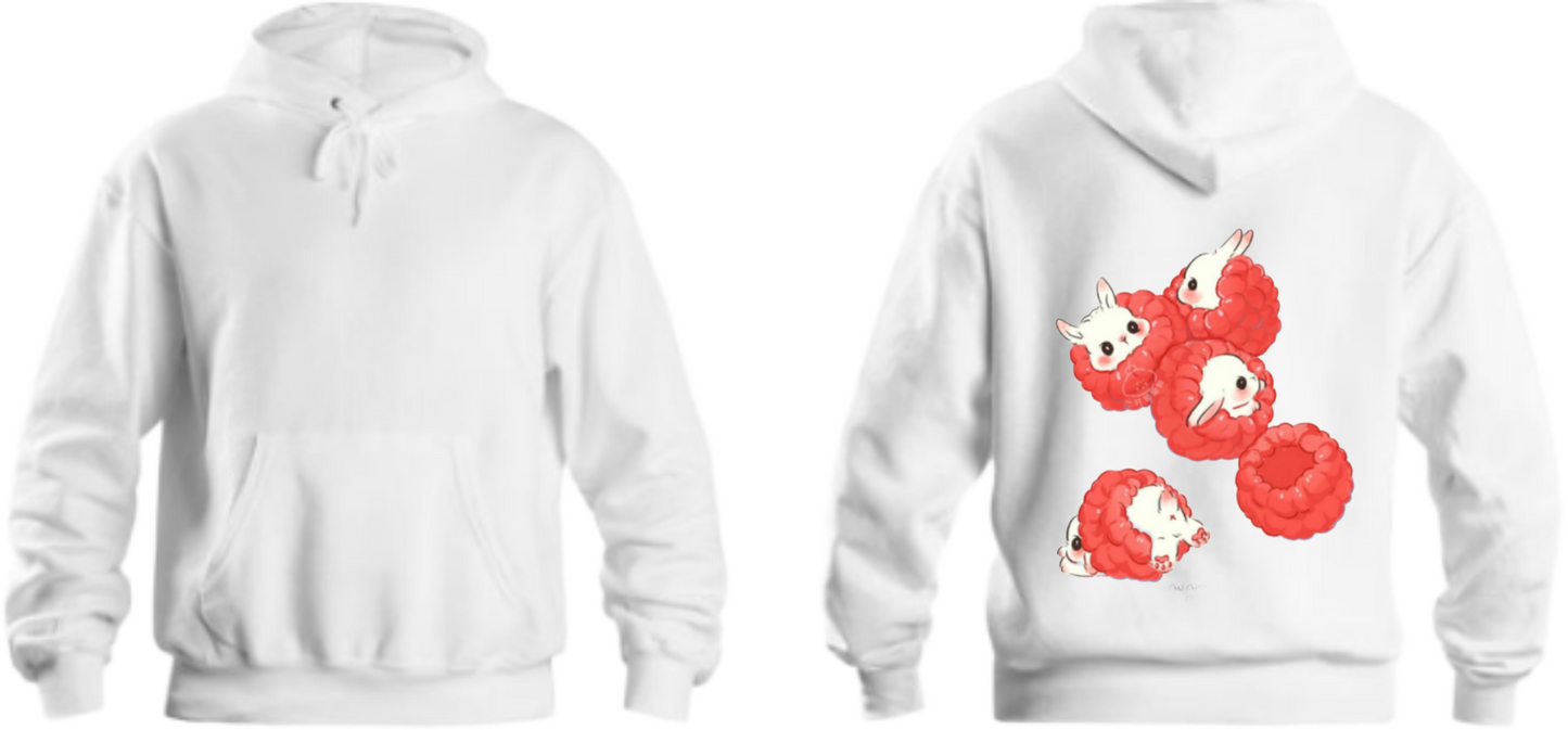 Raspberry One Size hoodie White Back 1